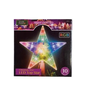 Karácsonyi LED-es csillag csúcsdísz - 10 LED - 15 cm